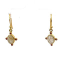 Oval Shape Quartz/Aquamarine and Pink Sapphire Point Earrings
