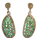 Pave Diamond & Emerald Drop Earrings
