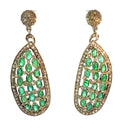 Pave Diamond & Emerald Drop Earrings