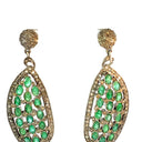 Pave Diamond & Emerald Drop Earrings