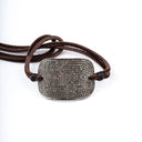 Pave Diamond Plate on Brown Leather Cord