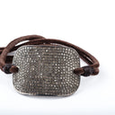 Pave Diamond Plate on Brown Leather Cord