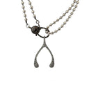 Pavé Diamond Wishbone on Silver Ball Chain