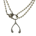 Pavé Diamond Wishbone on Silver Ball Chain