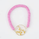 Pink african vinyl discs with Gold cz tree of life