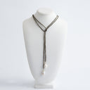 Pyrite Lariat with Hanging Baroque Pearls