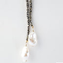 Pyrite Lariat with Hanging Baroque Pearls