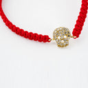 Red Macramewith Gold CZ Skull