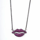 Ruby Lips on Oxidized Silver Chain
