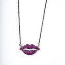 Ruby Lips on Oxidized Silver Chain