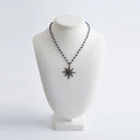 Sapphire Chain Link with Diamond Sunburst Pendant
