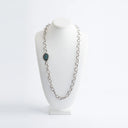 Square Sterling Silver Chain with Labradorite & Diamond Slice Pendant