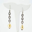 Sterling Silver Link Chain with Hanging Yellow South Sea Pearls