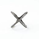 Sterling Silver Oxidized Diamond X Ring