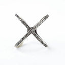 Sterling Silver Oxidized Diamond X Ring