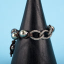 Tahitian Pearls and Diamond Links on Brown Leather Cord