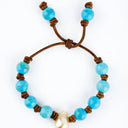 Turquoise and Yellow South Sea Pearl on Tan Leather