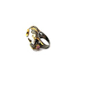 Two Tone Silver and Gold Baroque Pearl Ring with Gemstones
