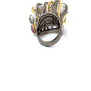 Two Tone Silver and Gold Baroque Pearl Ring with Gemstones