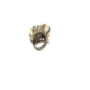 Two Tone Silver and Gold Baroque Pearl Ring with Gemstones