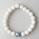 White Bone with Diamond Roundel and Tahitian Pearl