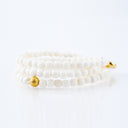 White Bone Wrap with Gold Lotus Charm and Stardust Bead