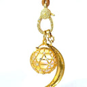 Mystic Orb with Gold Crescent Moon and Diamonds on Leather Cord