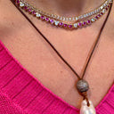 Pink & White Topaz Heart Necklace