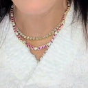 Pink & White Topaz Heart Necklace