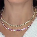 Pink & White Topaz Heart Necklace