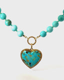 Pavé Diamond Turquoise Heart Necklace