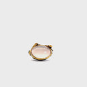 Two Tone Silver and Gold Rose Quartz Ring with Frogs