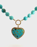 Pavé Diamond Turquoise Heart Necklace