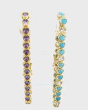 Gold and Purple Topaz Heart Tennis Bracelet