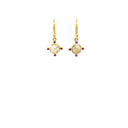 Oval Shape Quartz/Aquamarine and Pink Sapphire Point Earrings