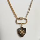 Silver and Gold Curb Chain and Oxidized Shield with Diamond Star