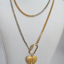 Silver and Gold Curb Chain and Oxidized Shield with Diamond Star