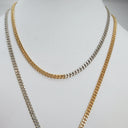 Silver and Gold Curb Chain and Oxidized Shield with Diamond Star