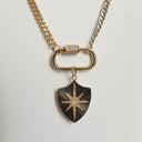 Silver and Gold Curb Chain and Oxidized Shield with Diamond Star