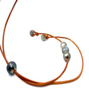 Tahitian Pearls on Natural Leather with Faceted Labradorite and Diamond Roundels