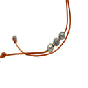 Tahitian Pearls on Natural Leather with Faceted Labradorite and Diamond Roundels